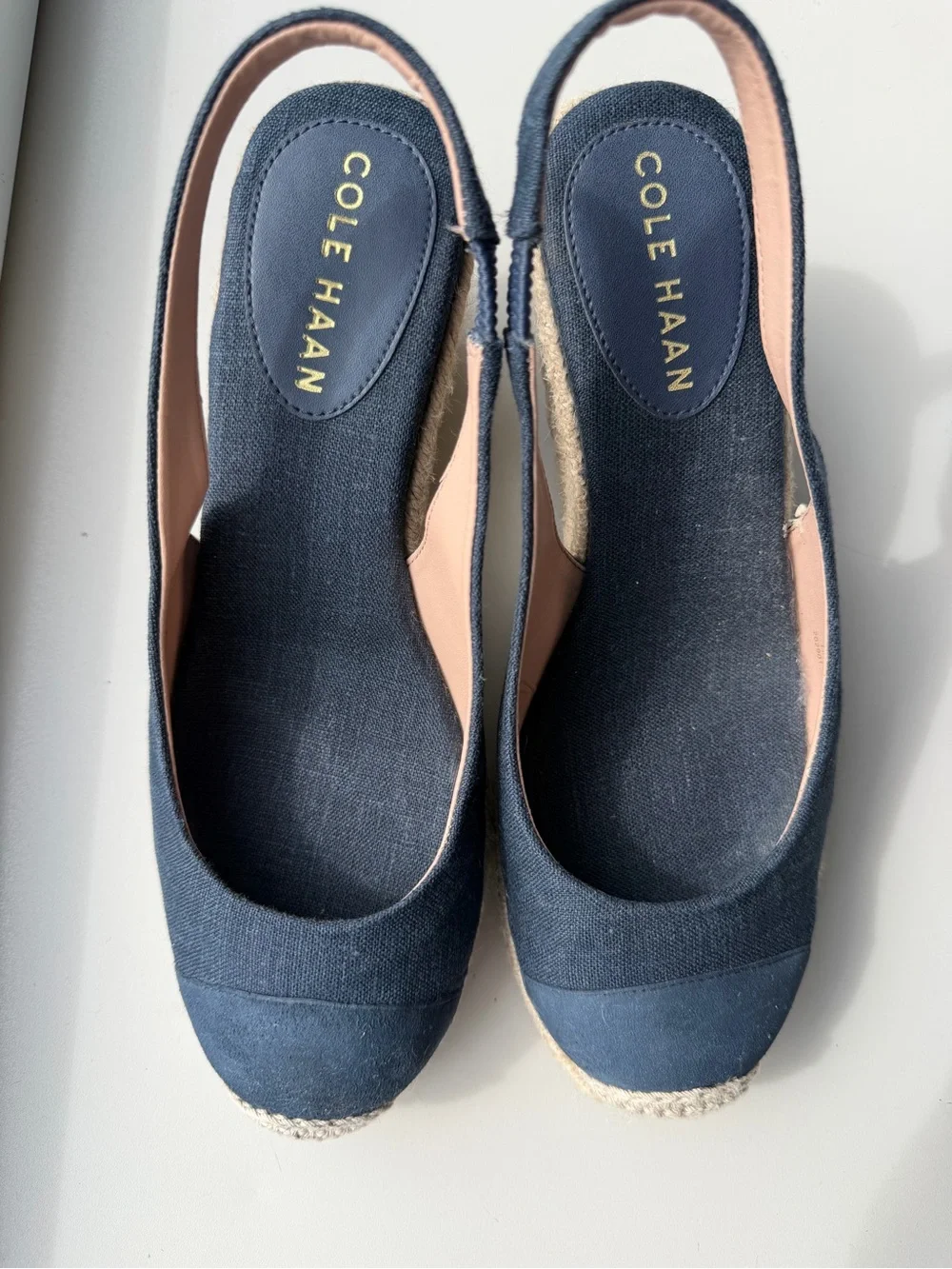 Cole Haan Navy‎ Espadrille Slingback Wedges Coastal Boho Cottagecore 6.5